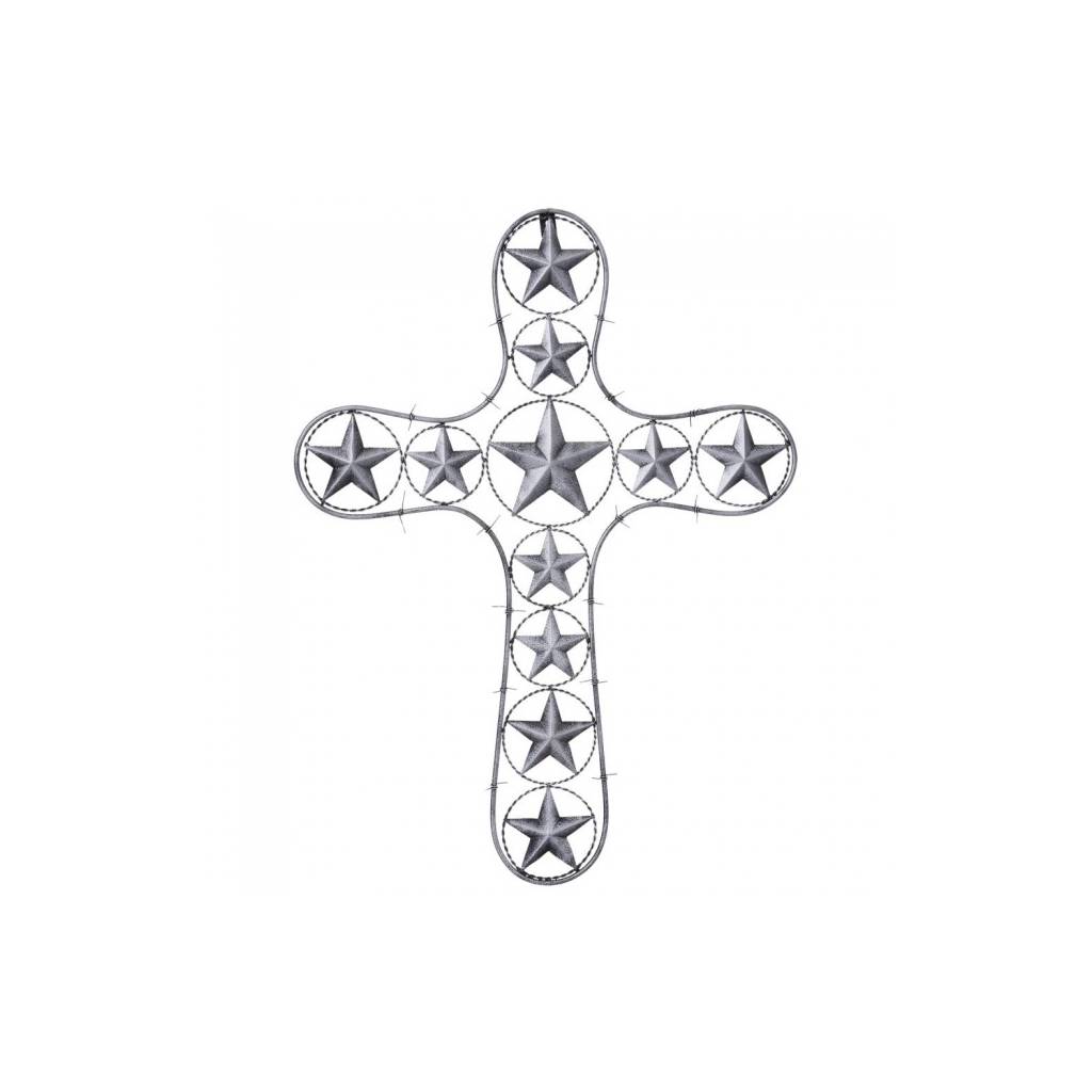 Tough-1 Cross With Stars And Barbwire Detail