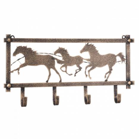 Tough-1 Horses And Barbwire Wall Rack In Hammered Finish