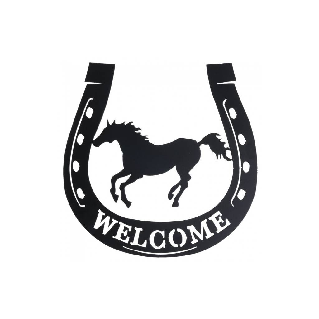 Tough-1 Welcome Running Horse Horseshoe Sign