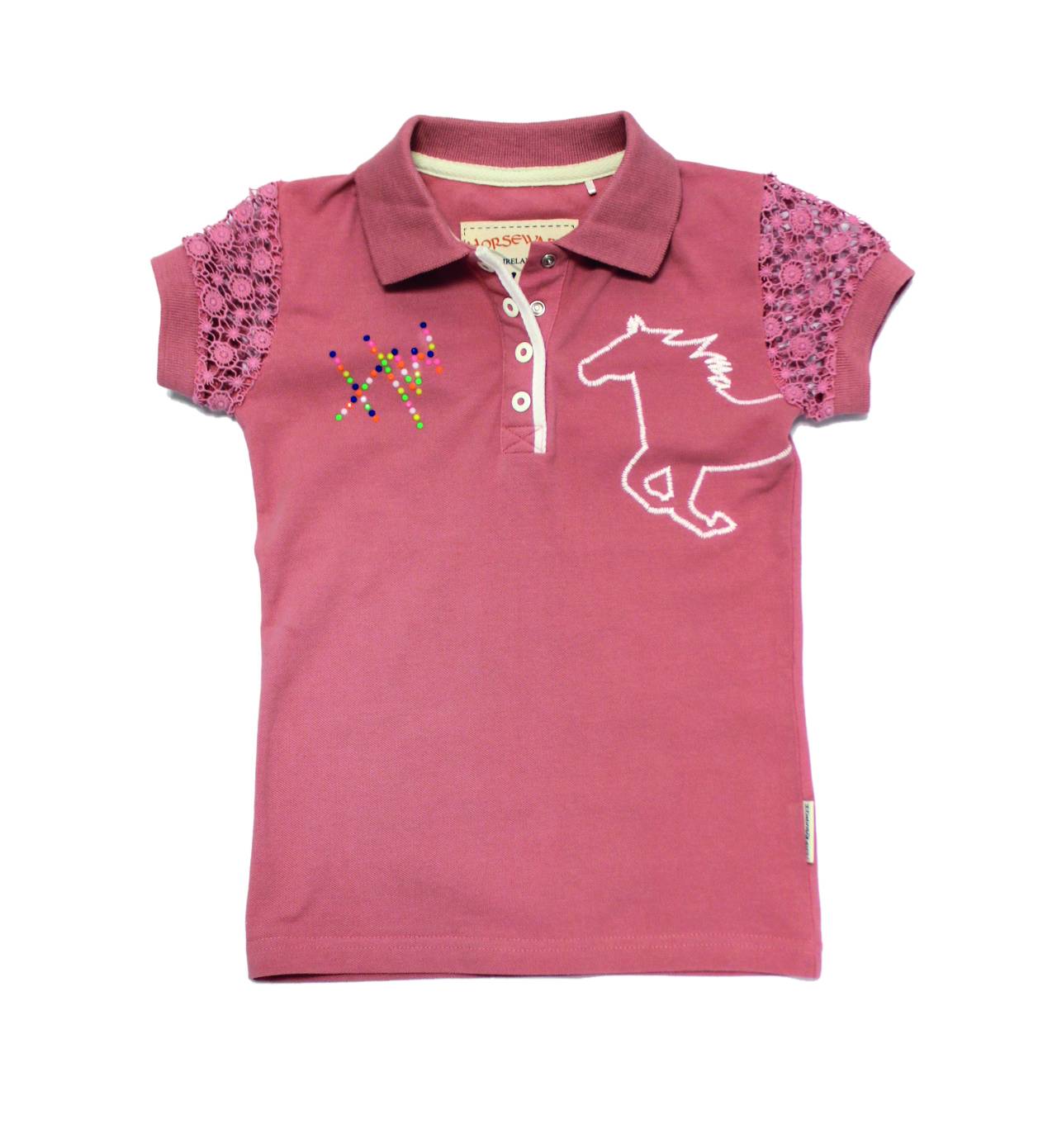 white polo with pink horse