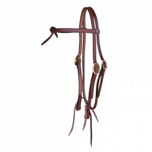Knotted Brow Band English Bridle Leather Headstall