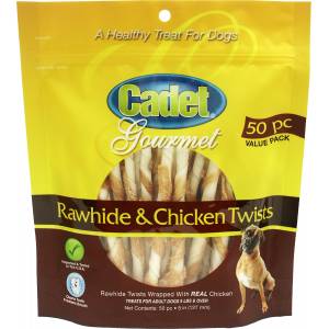 Cadet Gourmet Rawhide & Chicken Twist Sticks - 50 Pack