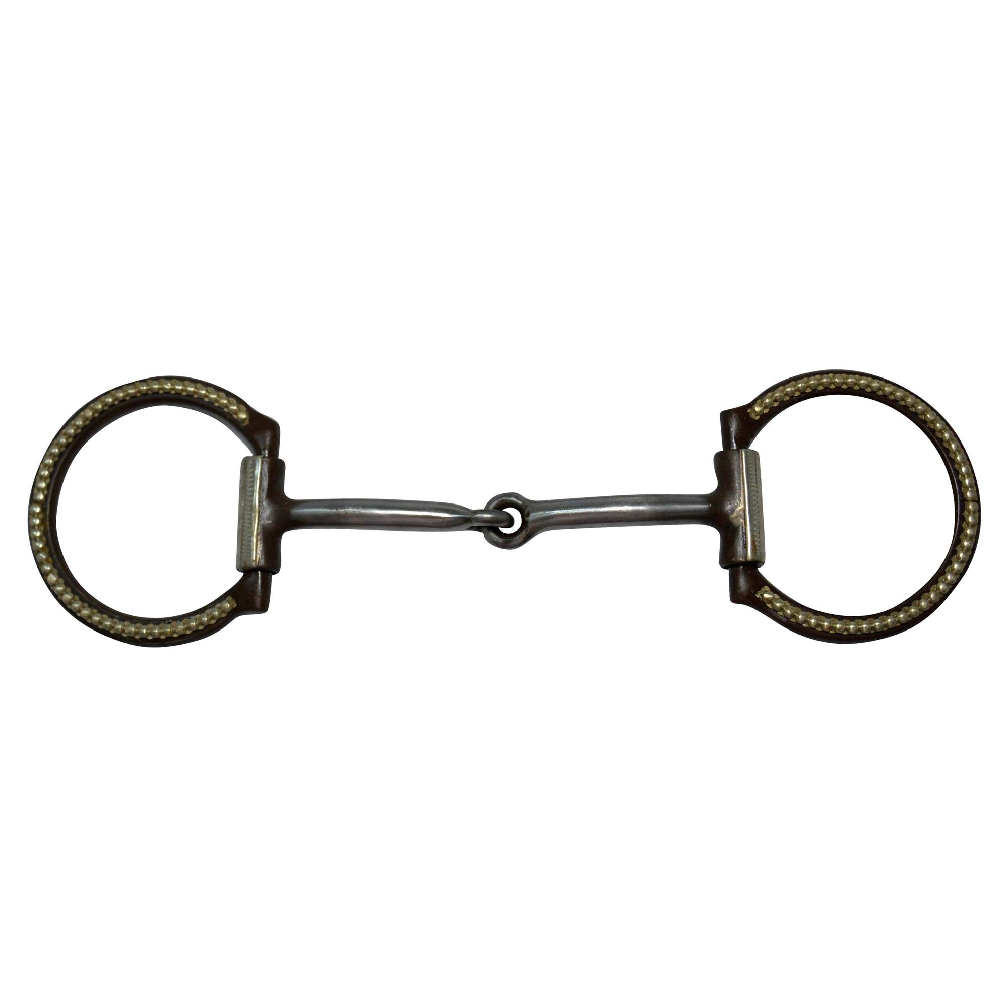 Diamond R Copper Inlaid Dot Trim Fixed Ring Snaffle Bit