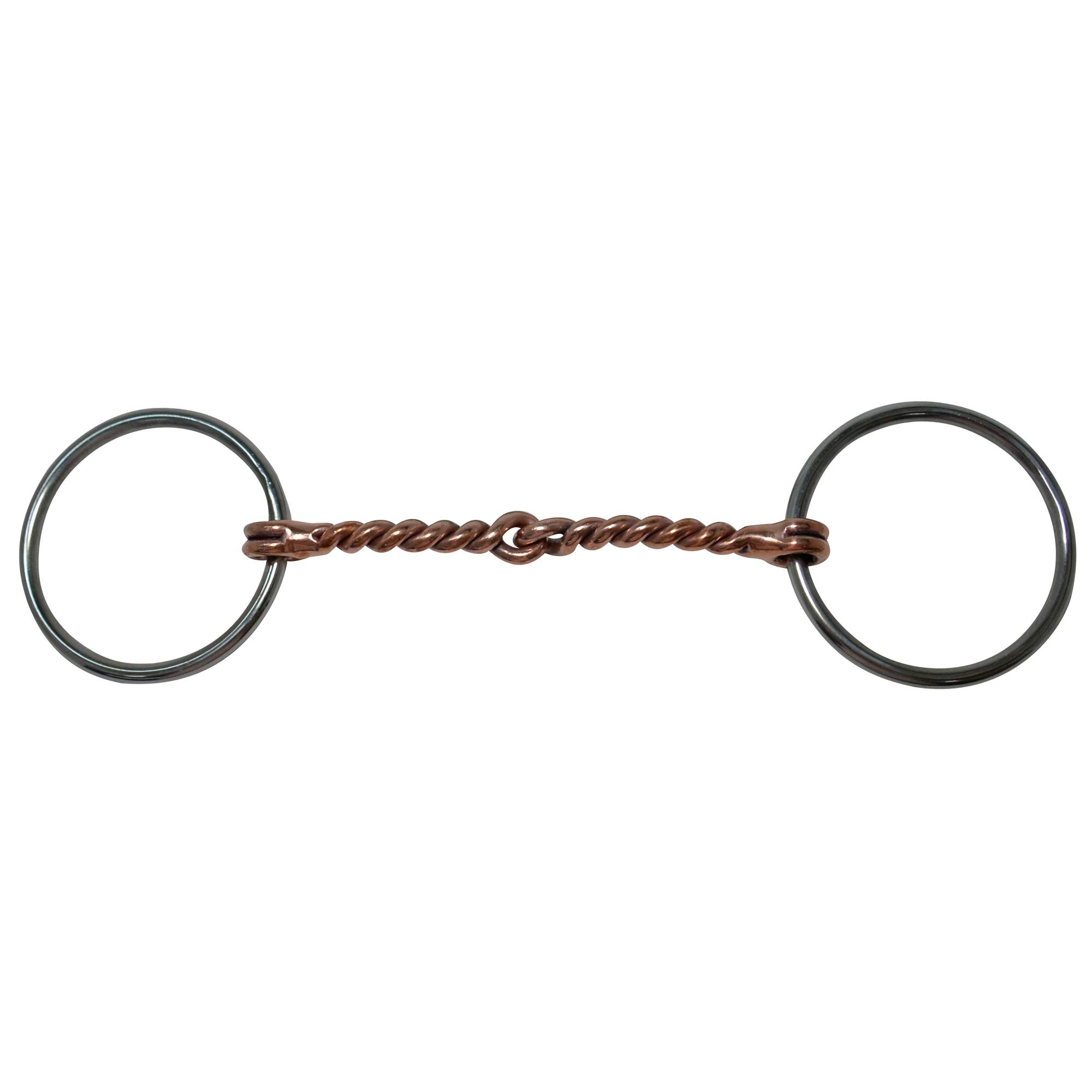Diamond R 3/8" Medium Copper Twisted Loose Ring Snaffle Bit