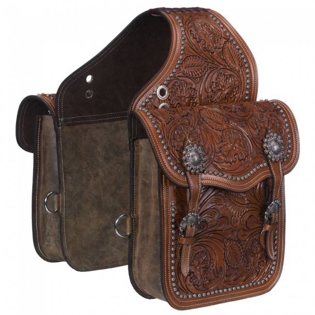 61-9915-33-0 Tough-1 Leather Floral and Oak Leaf Tooled Saddle  sku 61-9915-33-0