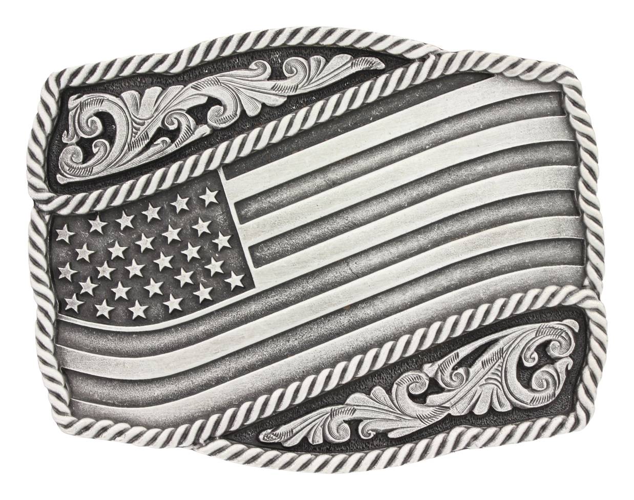 Montana Silversmiths Classic Impressions Waving American Flag Attitude Buckle