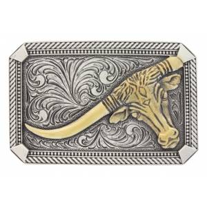 Montana Silversmiths Classic Two Tone Twist Rope Pinpoint Steer Attitude Buckle