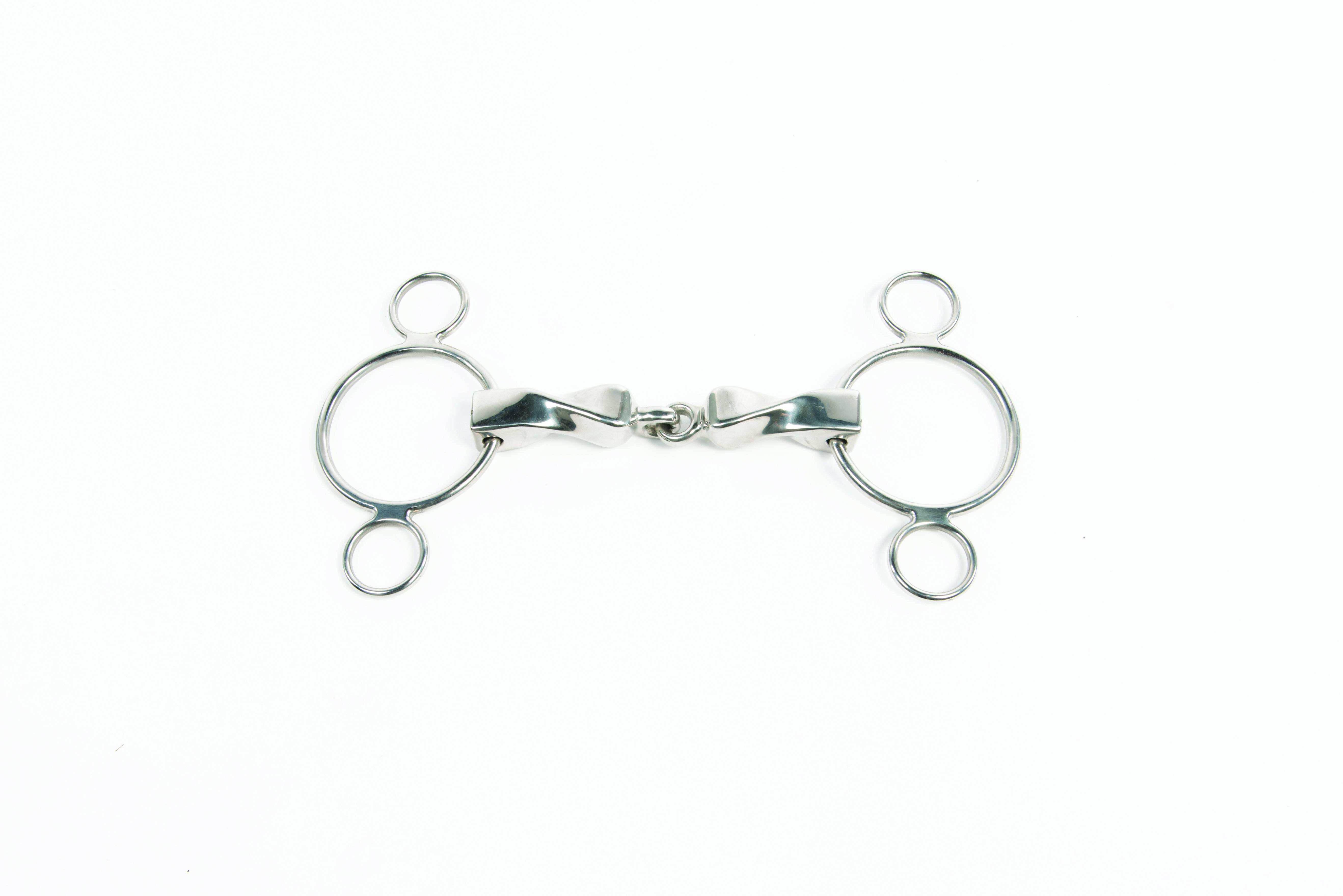 Metalab Stainless Steel Continental 3 Ring Gag Bit with Solid Twisted Mouthpiece