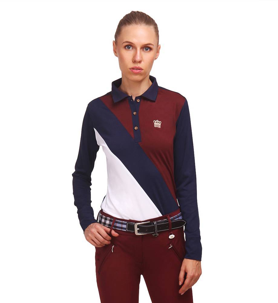 George H Morris Ladies Pro Sport Long Sleeve Polo Sport Shirt 