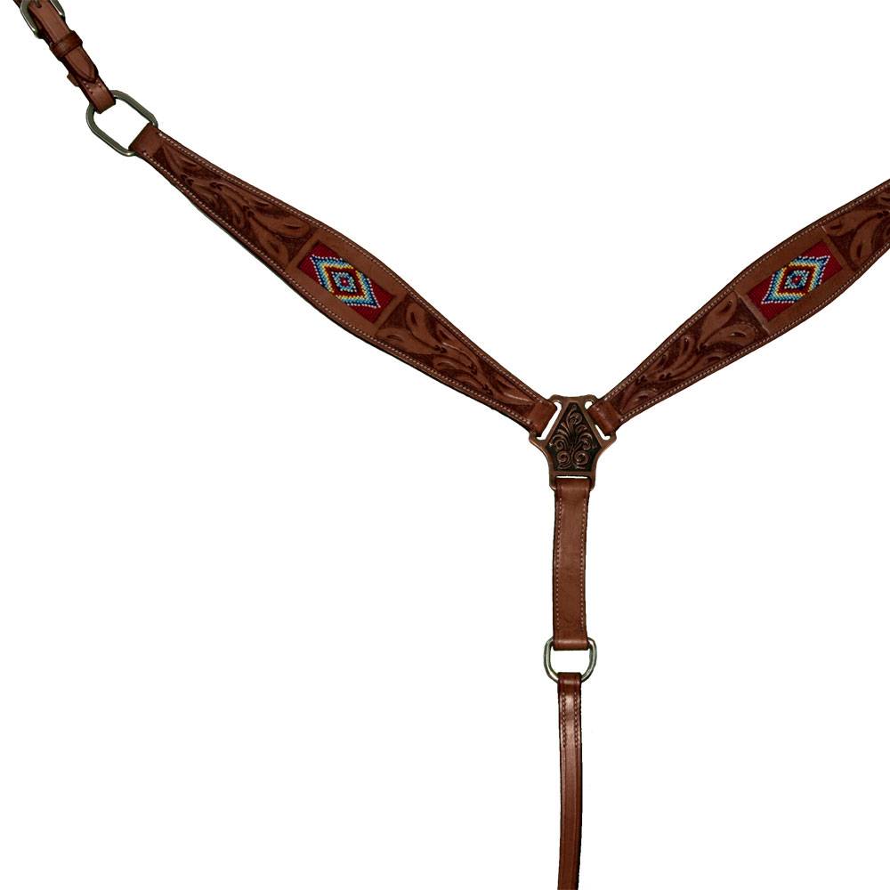Intrepid Western Breast Collar With Red Beading HorseLoverZ
