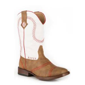 Roper Kids Baseball Square Toe Fashion Cowboy Boots