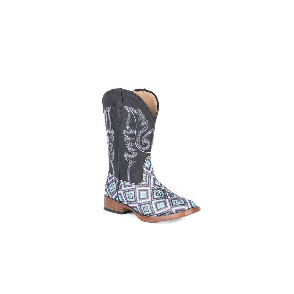 Roper Kids Glitter Diamonds Bling Wide Square Toe Cowgirl Boots