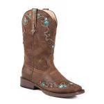 Roper Kids Hearts Bling Wide Square Toe Cowgirl Boots