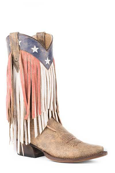 Roper Ladies Americana Fringe Snip Toe Cowgirl Boots