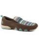 Roper Ladies Bailey Stripe Fabric And Leather Driving Mocs - Brown