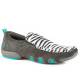 Roper Ladies Bailey Zebra Fabric And Leather Driving Mocs - Grey