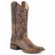 Roper Ladies Sandy Croc Square Toe Faux Croc Cowgirl Boots - Tan/Brown
