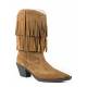 Roper Ladies Short Stuff Fringe Snip Toe Cowgirl Boots - Tan