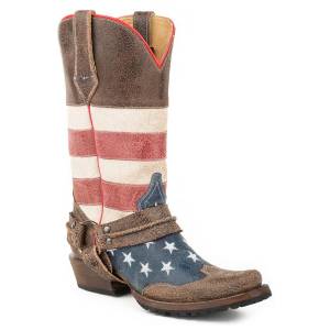 Roper Mens American Biker Bandit Toe Cowboy Boots