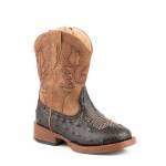 Roper Toddler Cowboy Cool Wide Square Toe Faux Ostrich Cowboy Boots