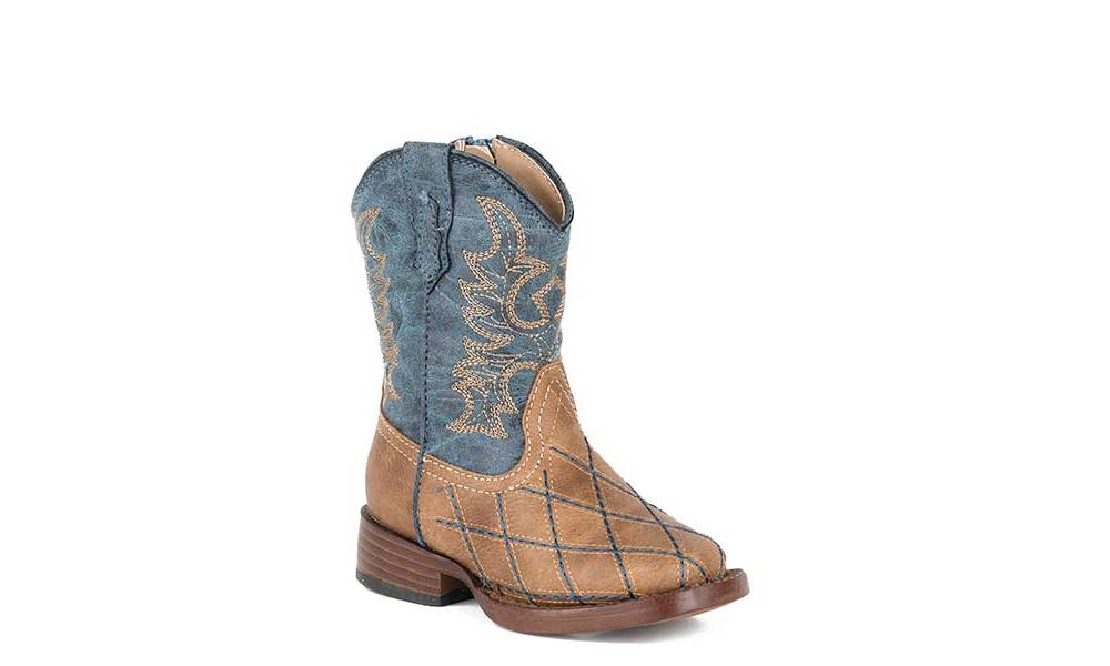 Roper Toddler Cross Cut Wide Square Toe Cowboy Boots | HorseLoverZ