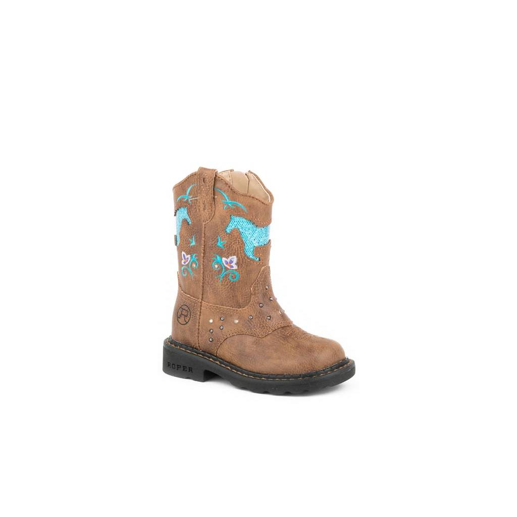 Roper Toddler Girls Horse Flowers Western Dazzle Lights Boots