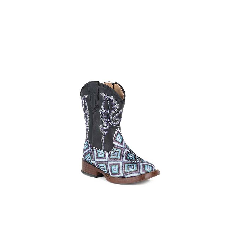 Roper Toddler Glitter Diamonds Bling Wide Square Toe Cowgirl Boots