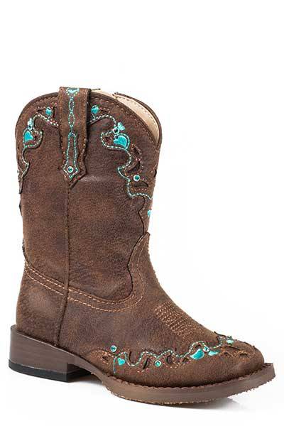 Roper Toddler Hearts Bling Wide Square Toe Cowgirl Boots