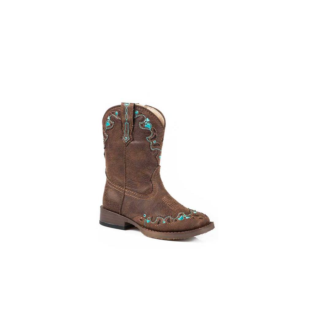 Roper Toddler Hearts Bling Wide Square Toe Cowgirl Boots