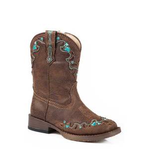 Roper Toddler Hearts Bling Wide Square Toe Cowgirl Boots
