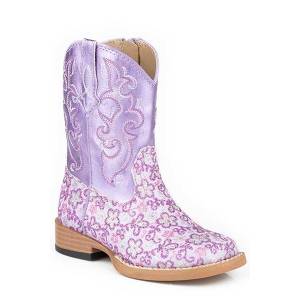 Roper Toddler Lavender Bling Wide Square Toe Cowgirl Boots