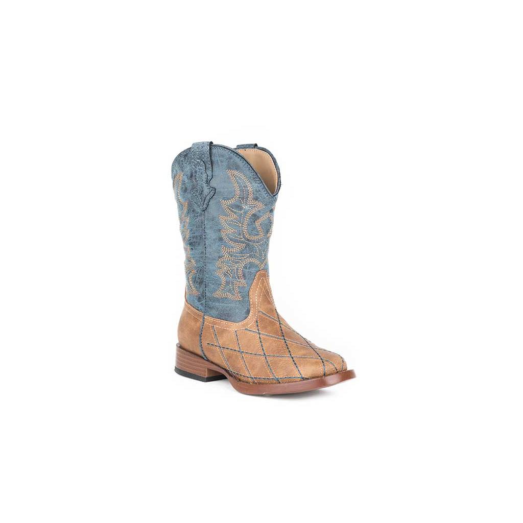 Roper Youth Cross Cut Wide Square Toe Cowboy Boots