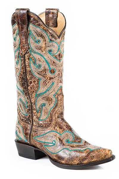 brown snip toe cowgirl boots