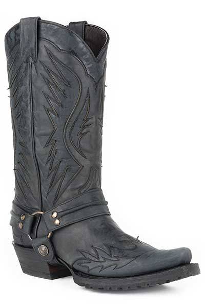 Stetson Mens Biker Outlaw Toe Cowboy Boots