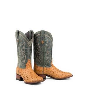 Stetson Mens Cheyenne Full Ostrich Square Toe Cowboy Boots