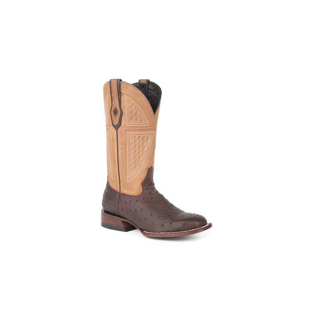 Stetson Mens Red Lodge Full Ostrich Square Toe Cowboy Boots