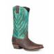 Stetson Mens Wing Tips Medium Square Toe Cowboy Boots - Brown/Turquoise