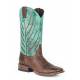 Stetson Mens Wing Tips Wide Square Toe Cowboy Boots