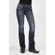 Stetson Ladies Dark Wash Heavy Contrast Metallic Stitching Boot Cut Jeans