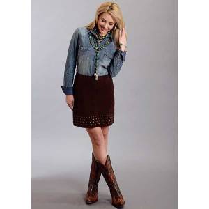 Stetson Ladies Fall I Suede Lamb Skirt With Nailheads
