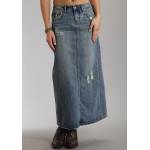 Stetson Ladies Summer III Long Denim Skirt With Back Slit - Blue - 16