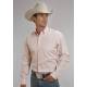 Stetson Mens End On End Pocket Long Sleeve Button Shirt - Pink