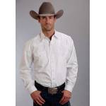 Stetson Mens Optic Poplin Long Sleeve Shirt - White