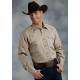 Roper Mens Tall Amarillo Solid Poplin Long Sleeve Snap Shirt - Khaki Brown