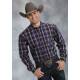 Roper Mens Amarillo Smoke House Plaid Open Pocket Long Sleeve Button Shirt