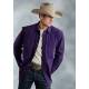Roper Mens Tall Amarillo Black Fill Poplin Long Sleeve Snap Shirt - Purple