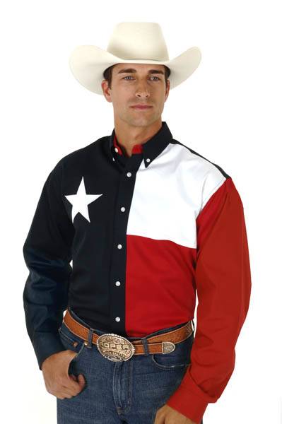 Roper Mens Texas Collection Texas Pieced Flag Long Sleeve Button Shirt