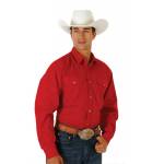Roper Mens Tall Solid Poplin Western Long Sleeve Variegated Button Shirt - Red