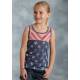 Roper Girls Distressed Stars And Stripes Print Racer Back Tank Top