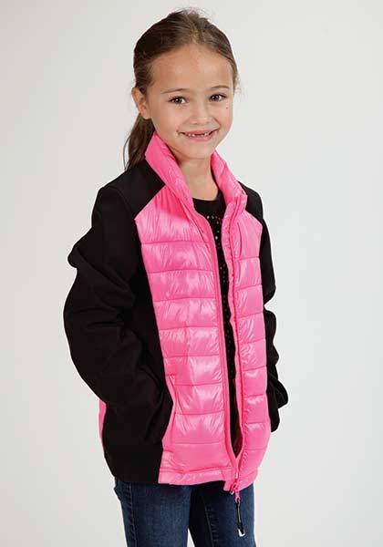 Roper Girls Down Like Parachute Soft Sleeve Jacket - Pink/Black